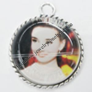 Zinc Alloy Cabochon Settings with Cameos Resin Beads, Lead-free 36mm, Sold by Bag