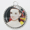 Zinc Alloy Cabochon Settings with Cameos Resin Beads, Lead-free 36mm, Sold by Bag