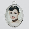 Zinc Alloy Cabochon Pendant, Lead-free 33x41mm, Sold by Bag