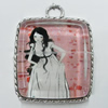 Zinc Alloy Cabochon Settings with Cameos Resin Beads, Lead-free 34x37mm, Sold by Bag