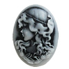 Cameos Resin Beads, NO-Hole Jewelry Finding, Flat Oval 13x18mm, Sold by Bag