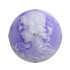 Cameos Resin Beads, NO-Hole Jewelry Finding, Flat Round 20mm, Sold by Bag