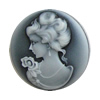 Cameos Resin Beads, NO-Hole Jewelry Finding, Flat Round 22mm, Sold by Bag