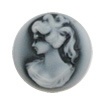 Cameos Resin Beads, NO-Hole Jewelry Finding, Flat Round 18mm, Sold by Bag