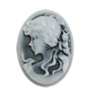 Cameos Resin Beads, NO-Hole Jewelry Finding, Flat Oval 13x18mm, Sold by Bag