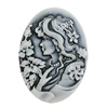 Cameos Resin Beads, NO-Hole Jewelry Finding, Flat Oval 27x37mm, Sold by Bag