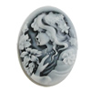 Cameos Resin Beads, NO-Hole Jewelry Finding, Flat Oval 18x25mm, Sold by Bag