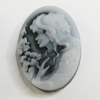 Cameos Resin Beads, NO-Hole Jewelry Finding, Flat Oval 10x14mm, Sold by Bag