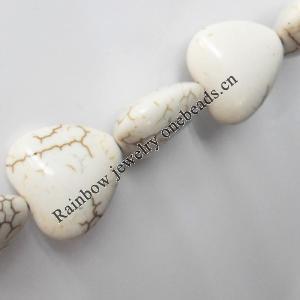White Turquoise Beads, Heart, 18x18mm, Hole:Approx 1.5mm, Sold by KG