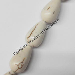 White Turquoise Beads, Teardrop, 10x16mm, Hole:Approx 1.5mm, Sold by KG