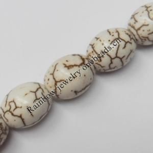 White Turquoise Beads, Oval, 10x12mm, Hole:Approx 1.5mm, Sold by KG