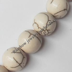 White Turquoise Beads, Round, 8mm, Hole:Approx 1mm, Sold by Strand