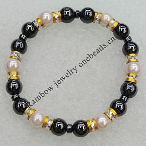 NO-Magnetic Bracelet, Lengh About:180mm Bead Size:8mm, Sold By Strand