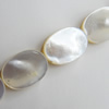 Mother of Pearl Shell Beads, Flat Oval, 10x14mm, Hole:Approx 1mm, Sold per 16-inch Strand