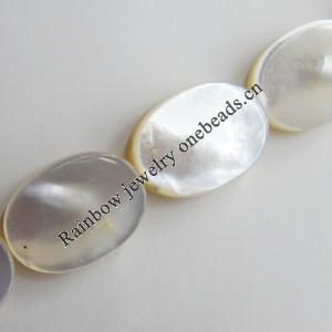 Mother of Pearl Shell Beads, Flat Oval, 10x14mm, Hole:Approx 1mm, Sold per 16-inch Strand