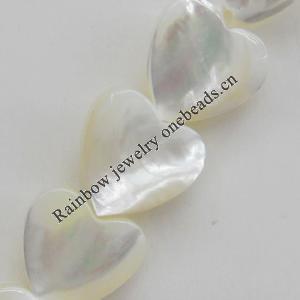 Mother of Pearl Shell Beads, Heart, 11x10mm, Hole:Approx 1mm, Sold per 16-inch Strand