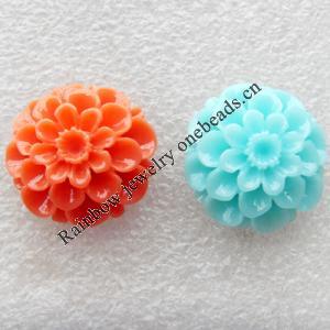 Resin Cabochons, No Hole Headwear & Costume Accessory, Flower, About 24mm in diameter, Sold by Bag