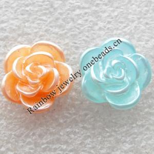 Resin Cabochons, No Hole Headwear & Costume Accessory, Flower, About 15mm in diameter, Sold by Bag