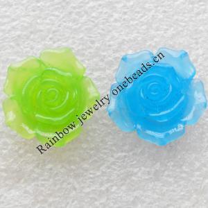 Resin Cabochons, No Hole Headwear & Costume Accessory, Flower, About 20mm in diameter, Sold by Bag