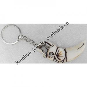 Tibetan Imitate Yak Bone Key chain，26x70mm，Length Approx 13cm, Sold by PC