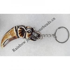 Tibetan Imitate Yak Bone Key chain，26x72mm，Length Approx 13cm, Sold by PC