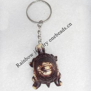 Tibetan Imitate Yak Bone Key chain，31x47mm，Length Approx 11cm, Sold by PC