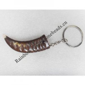 Tibetan Imitate Yak Bone Key chain，18x60mm，Length Approx 12.5cm, Sold by PC