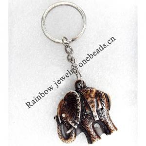 Tibetan Imitate Yak Bone Key chain，39x40mm，Length Approx 10cm, Sold by PC