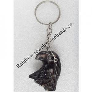 Tibetan Imitate Yak Bone Key chain，31x44mm，Length Approx 11cm, Sold by PC