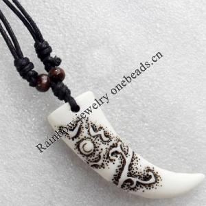Tibetan Imitate Yak Bone Necklace，21x71mm，Length Approx 16-inch, Sold by Strand