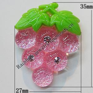 Resin Cabochons, No Hole Headwear & Costume Accessory, Grape The other side is Flat 35x27mm, Sold by Bag