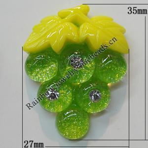 Resin Cabochons, No Hole Headwear & Costume Accessory, Grape The other side is Flat 35x27mm, Sold by Bag