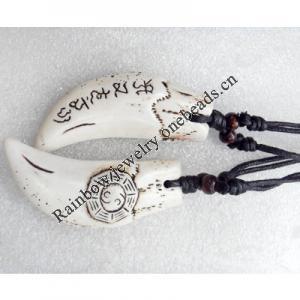 Tibetan Imitate Yak Bone Necklace，24x63mm，Length Approx 16-inch, Sold by Strand