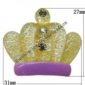 Resin Cabochons, No Hole Headwear & Costume Accessory, The other side is Flat 27x31mm, Sold by Bag