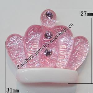 Resin Cabochons, No Hole Headwear & Costume Accessory, The other side is Flat 27x31mm, Sold by Bag