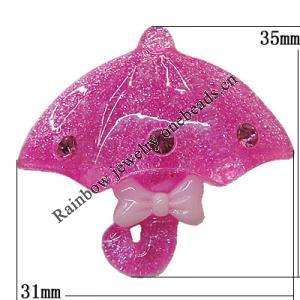 Resin Cabochons, No Hole Headwear & Costume Accessory, Umbrella The other side is Flat 35x31mm, Sold by Bag