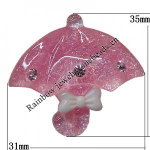 Resin Cabochons, No Hole Headwear & Costume Accessory, Umbrella The other side is Flat 35x31mm, Sold by Bag