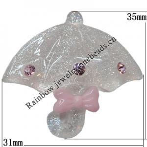 Resin Cabochons, No Hole Headwear & Costume Accessory, Umbrella The other side is Flat 35x31mm, Sold by Bag