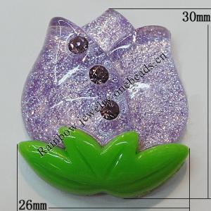 Resin Cabochons, No Hole Headwear & Costume Accessory, Flower The other side is Flat 30x26mm, Sold by Bag