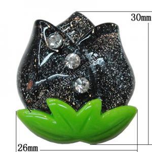 Resin Cabochons, No Hole Headwear & Costume Accessory, Flower The other side is Flat 30x26mm, Sold by Bag