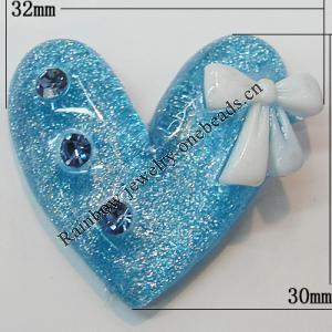 Resin Cabochons, No Hole Headwear & Costume Accessory, Heart The other side is Flat 30x32mm, Sold by Bag