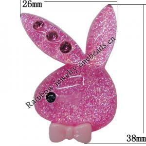 Resin Cabochons, No Hole Headwear & Costume Accessory, Animal The other side is Flat 26x38mm, Sold by Bag