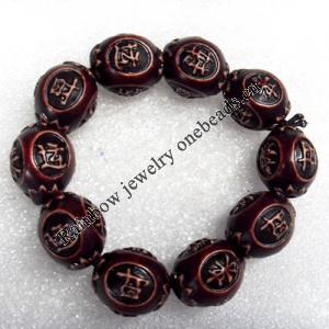 Tibetan Imitate Yak Bone Chain Bracelet，17x21mm，Length Approx 10cm, Sold by Strand