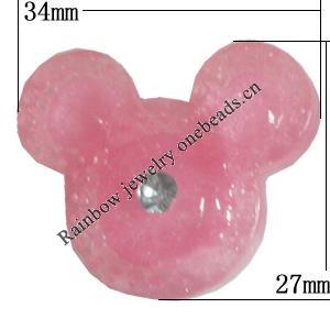 Resin Cabochons, No Hole Headwear & Costume Accessory, Animal Head The other side is Flat 34x27mm, Sold by Bag