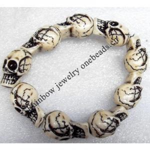 Tibetan Imitate Yak Bone Chain Bracelet，13x25mm，Length Approx 9cm, Sold by Strand