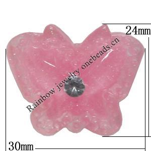 Resin Cabochons, No Hole Headwear & Costume Accessory, Butterfly The other side is Flat 24x30mm, Sold by Bag