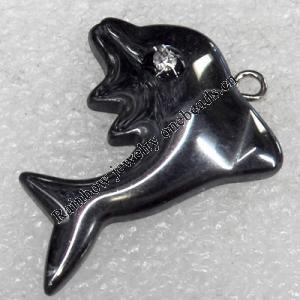 Non-Magnetic Hematite Pendants, Fish, 20x30mm, Hole:Approx 2mm, Sold by Bag