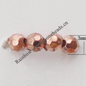 Jewelry findings, CCB plastic Beads Platina plated, Faceted Round 3mm Hole:0.5mm, Sold by KG