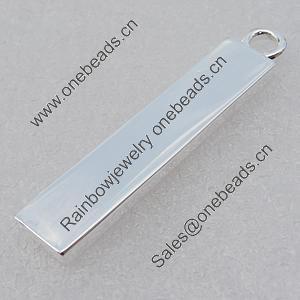 Zinc Alloy Charm/Pendant, Nickel-free and Lead-free, Large Rectangle Tag Charm, 30x8mm, Sold by PC