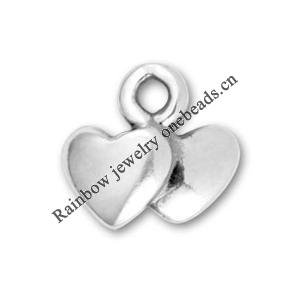 Zinc Alloy Charm, Nickel-free and Lead-free, Heart, Height: 7.5mm, Width: 8mm, Sold by PC